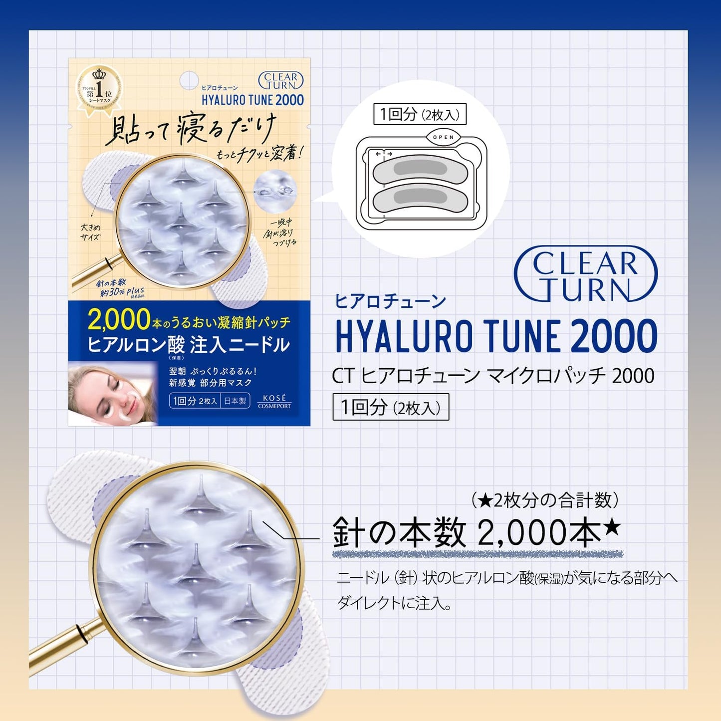 KOSE Clear Turn 玻尿酸微針眼膜2枚入
