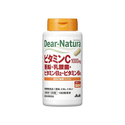 Asahi朝日 Dear-Natura 維他命C・B群・鋅・乳酸菌 60日量120粒 - CosmeBear小熊日本藥妝For台灣