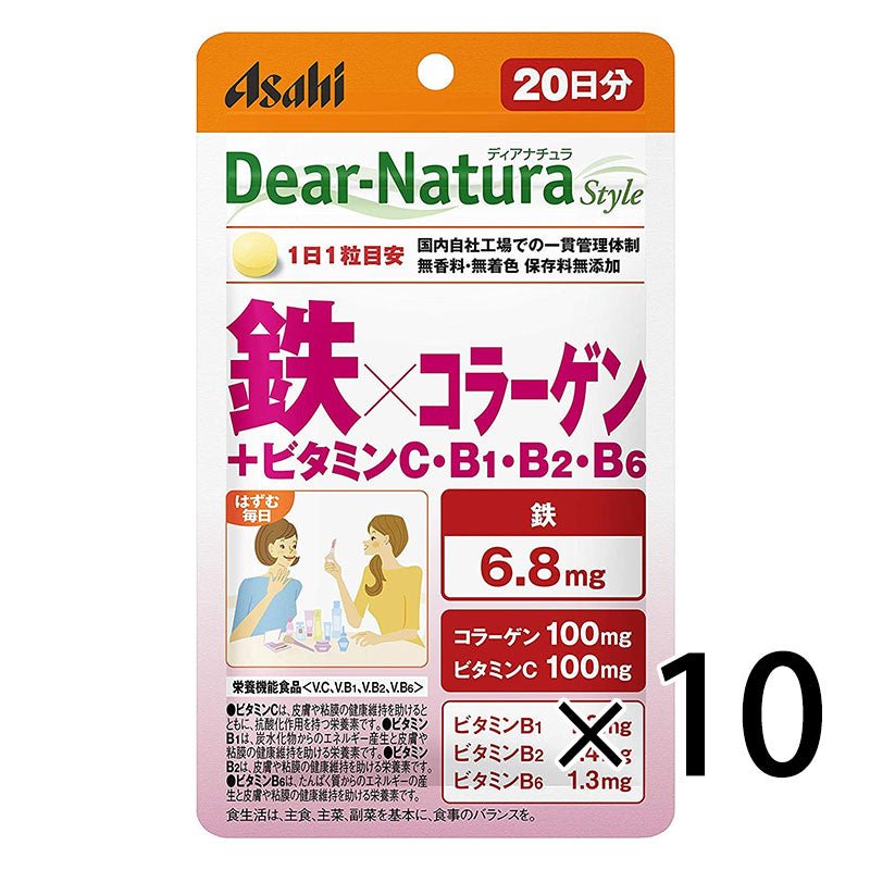 Asahi朝日 Dear Natura style系列 鐵 × 膠原蛋白+維他命C,B1 B2 B6 20日量 - CosmeBear小熊日本藥妝For台灣