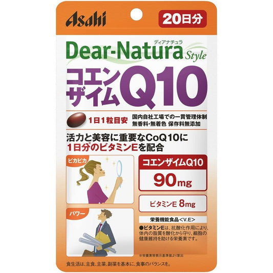 Asahi朝日 Dear Natura style系列 輔酶Q10+維他命E 20日量 抗衰老 - CosmeBear小熊日本藥妝For台灣