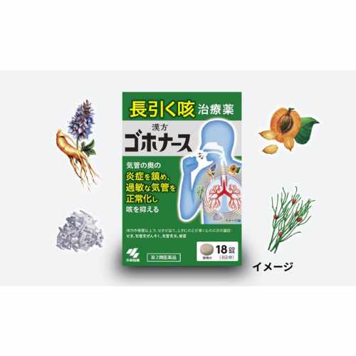 小林製藥 久咳治療藥『Gohonurse 18錠』【第2類醫藥品】適用於久咳、感冒