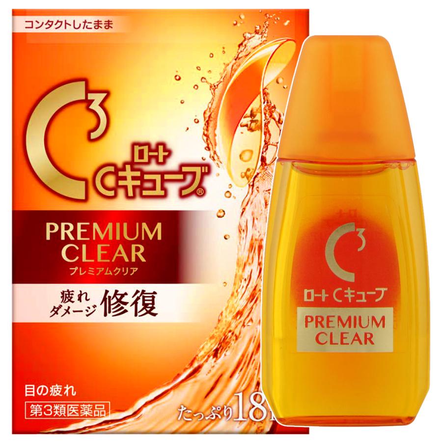 樂敦製藥 C-cube Premium Clear 隱形眼鏡引起的疲勞和修復眼藥水18ml[第3類医薬品]