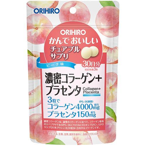 ORIHIRO 濃密膠原蛋白+胎盤素補充劑 蜜桃味咀嚼錠 30日