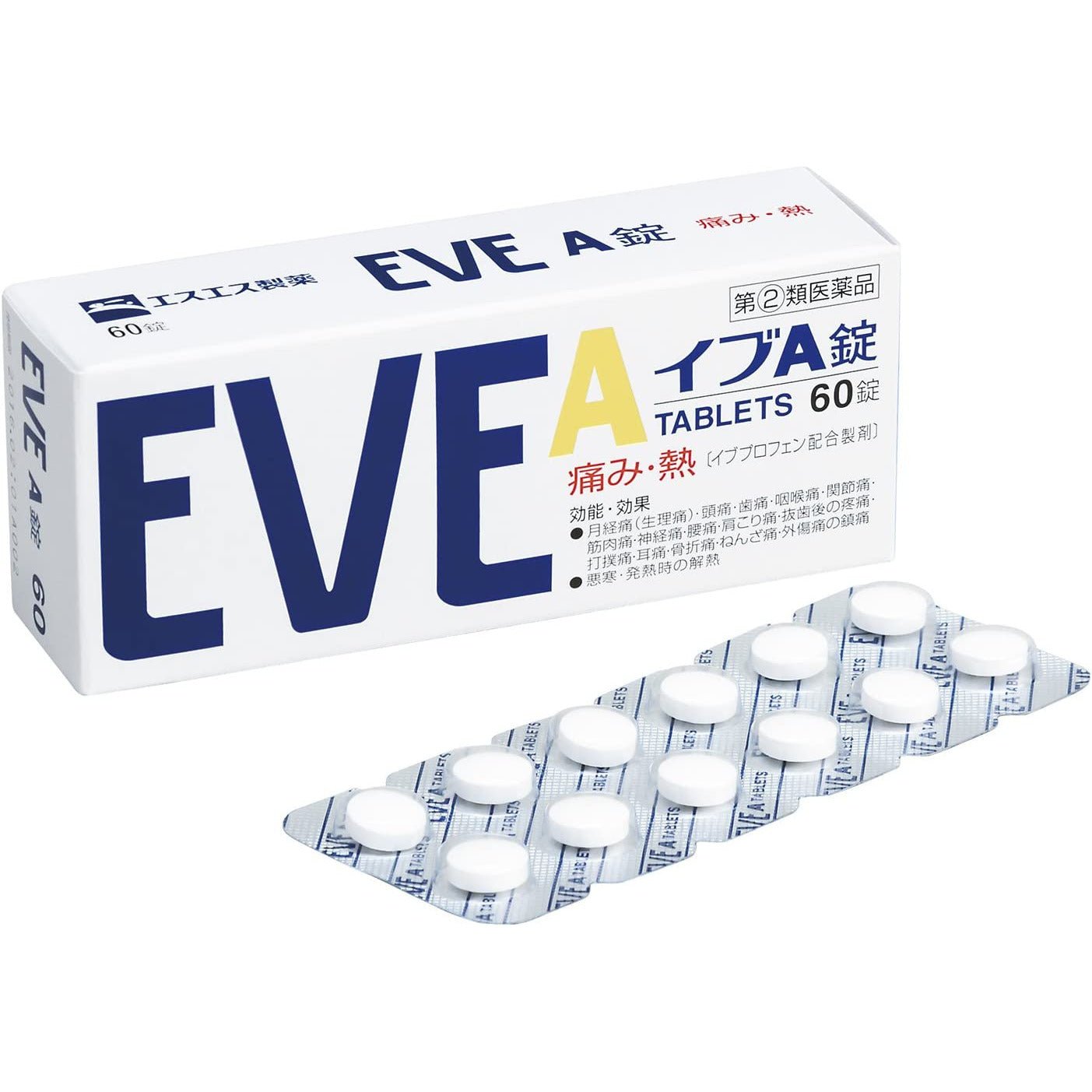 [指定第2類醫藥品] 白兔牌 EVE A錠 止痛藥 60粒 白盒普通版 - CosmeBear小熊日本藥妝For台灣