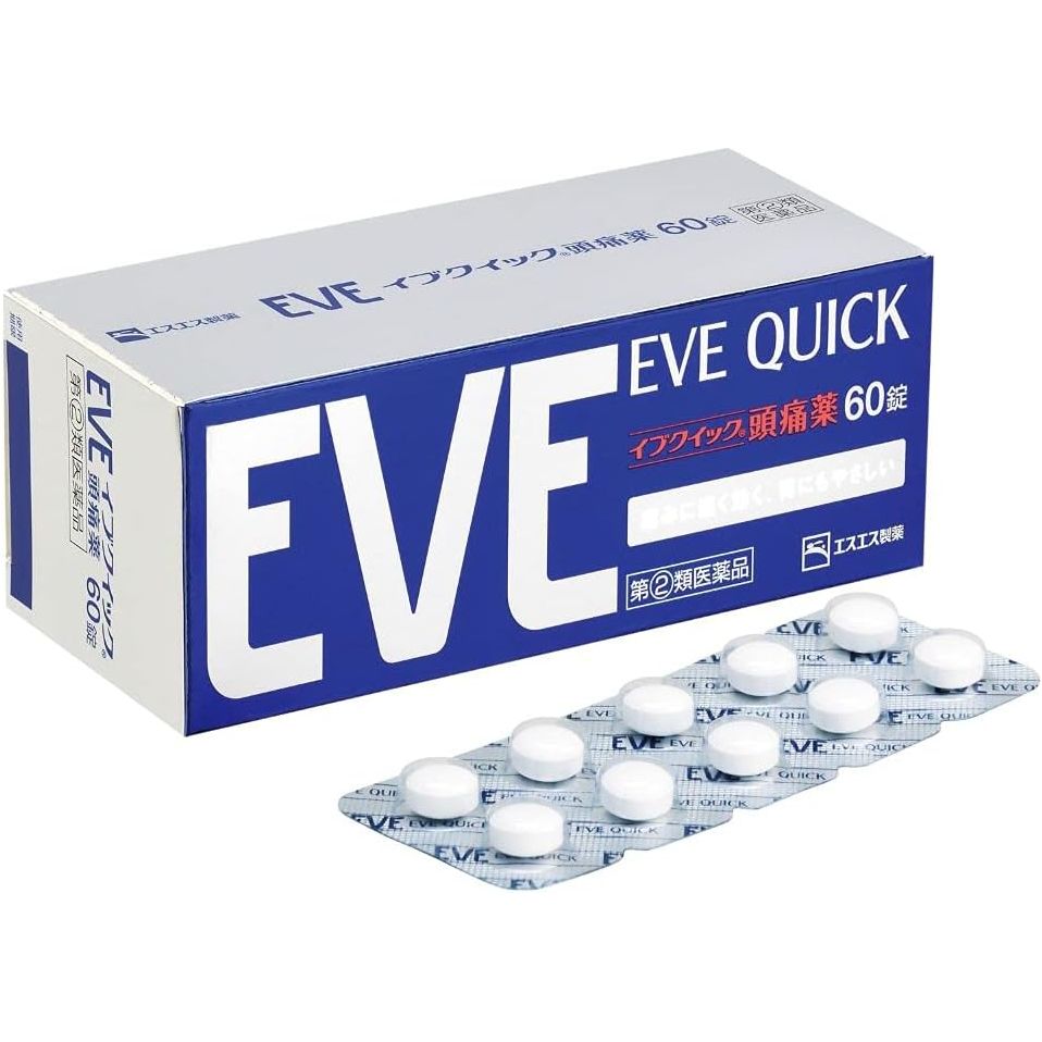 [指定第2類醫藥品] SS製藥 白兔牌 EVE QUICK 頭痛藥 藍盒護胃 - 小熊藥妝 - 日本藥妝直送台灣