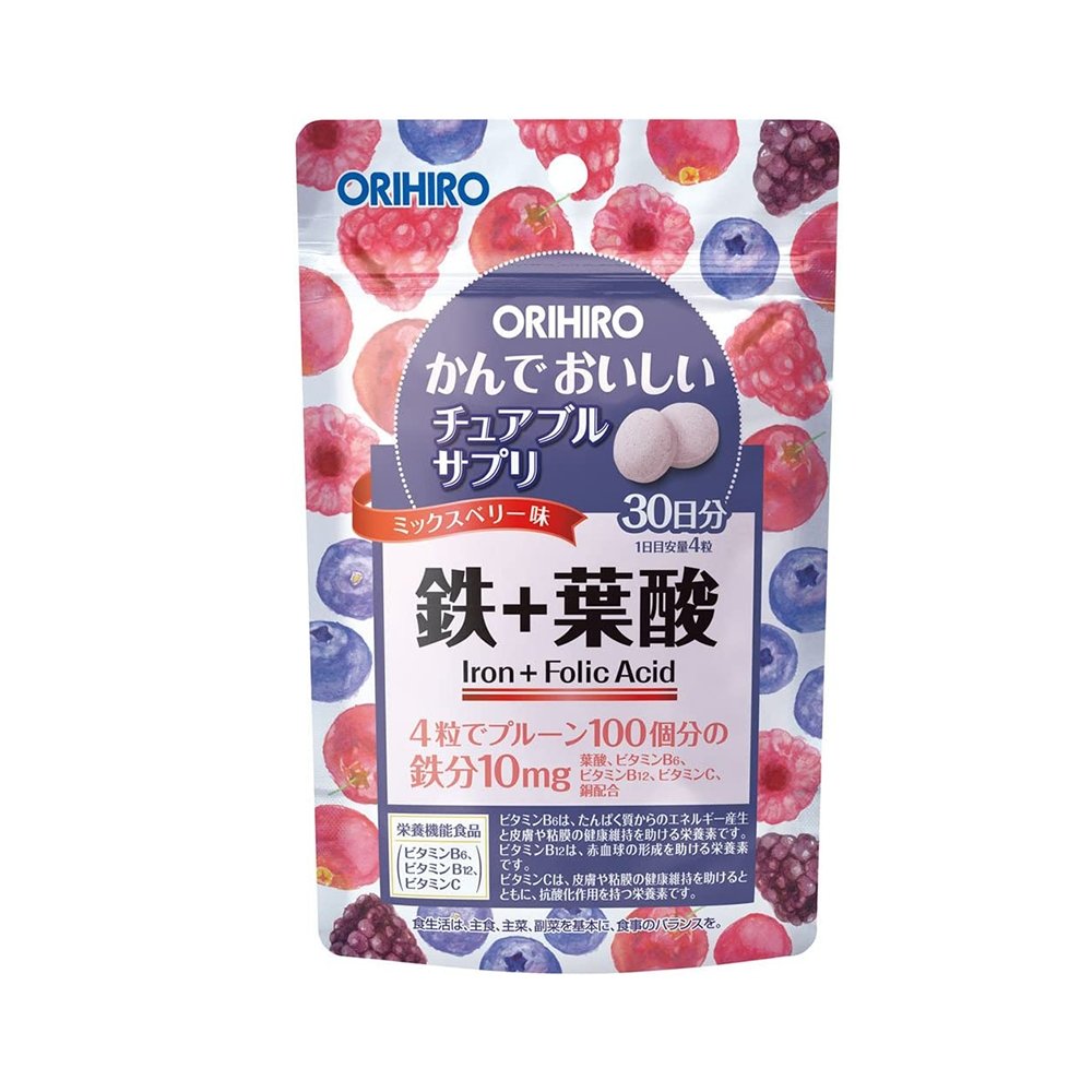 ORIHIRO立喜樂 鐵+葉酸綜合營養素咀嚼片 30日量 - CosmeBear小熊日本藥妝For台灣