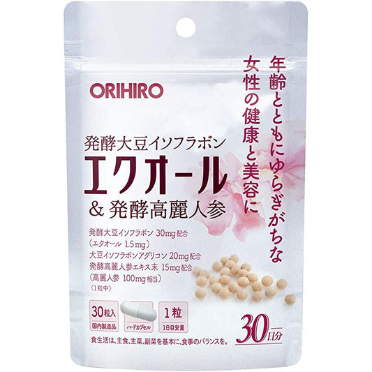 ORIHIRO 發酵大豆異黃酮雌馬酚+發酵高麗人參片 30日量30粒 美容養顏