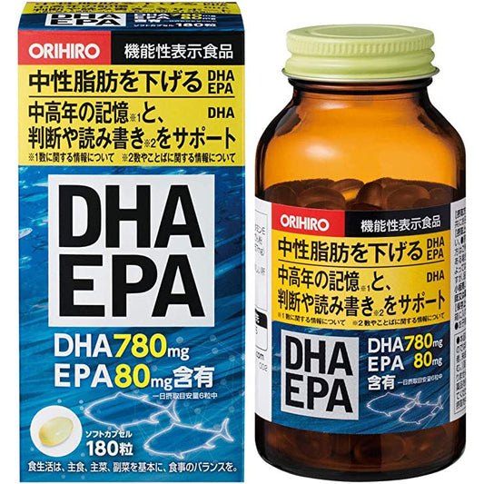 ORIHIRO DHA+EPA 魚油軟膠囊 180粒 降低中性脂肪 提升中老年記憶力