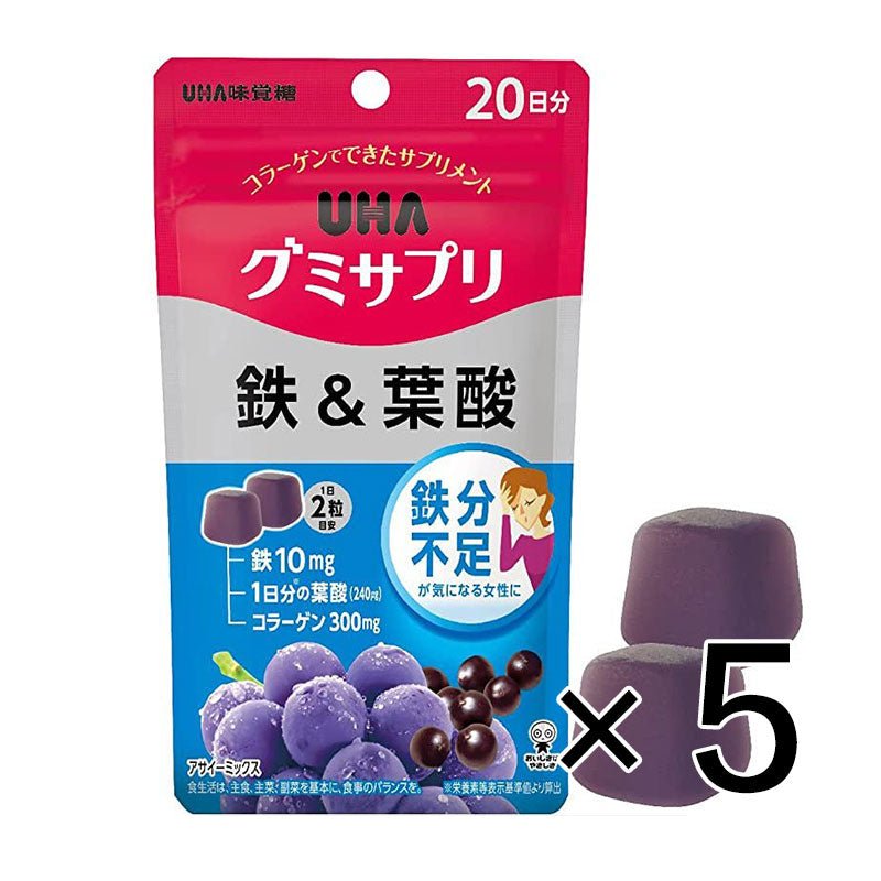 UHA 鐵+葉酸 軟糖 巴西莓味 - CosmeBear小熊日本藥妝For台灣